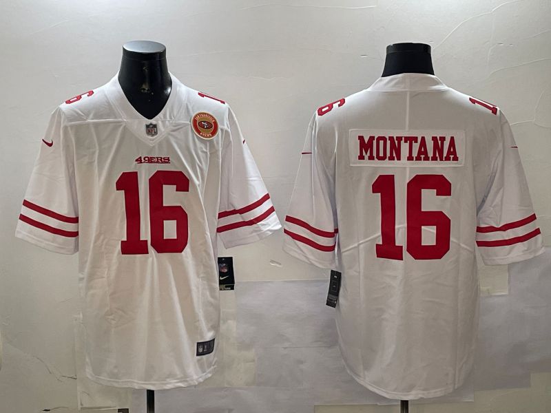 Men San Francisco 49ers #16 Montana White Second generation 2024 Nike Limited NFL Jersey style 01085->san francisco 49ers->NFL Jersey